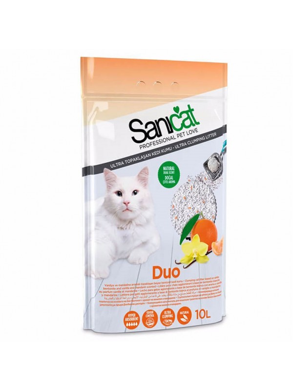 Sanicat Duo Vanilya Mandalina Kokulu Doğal Kedi Kumu 10lt…